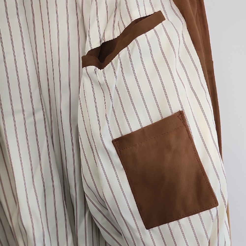 Bullock & Jones Classic Brown and Tan Leather Bomber Jacket with Ribbed Details - Picture 6 of 9